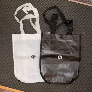 Bundle 2 Small Lululemon Reusable Shopping Gift Bag Totes - Black and White